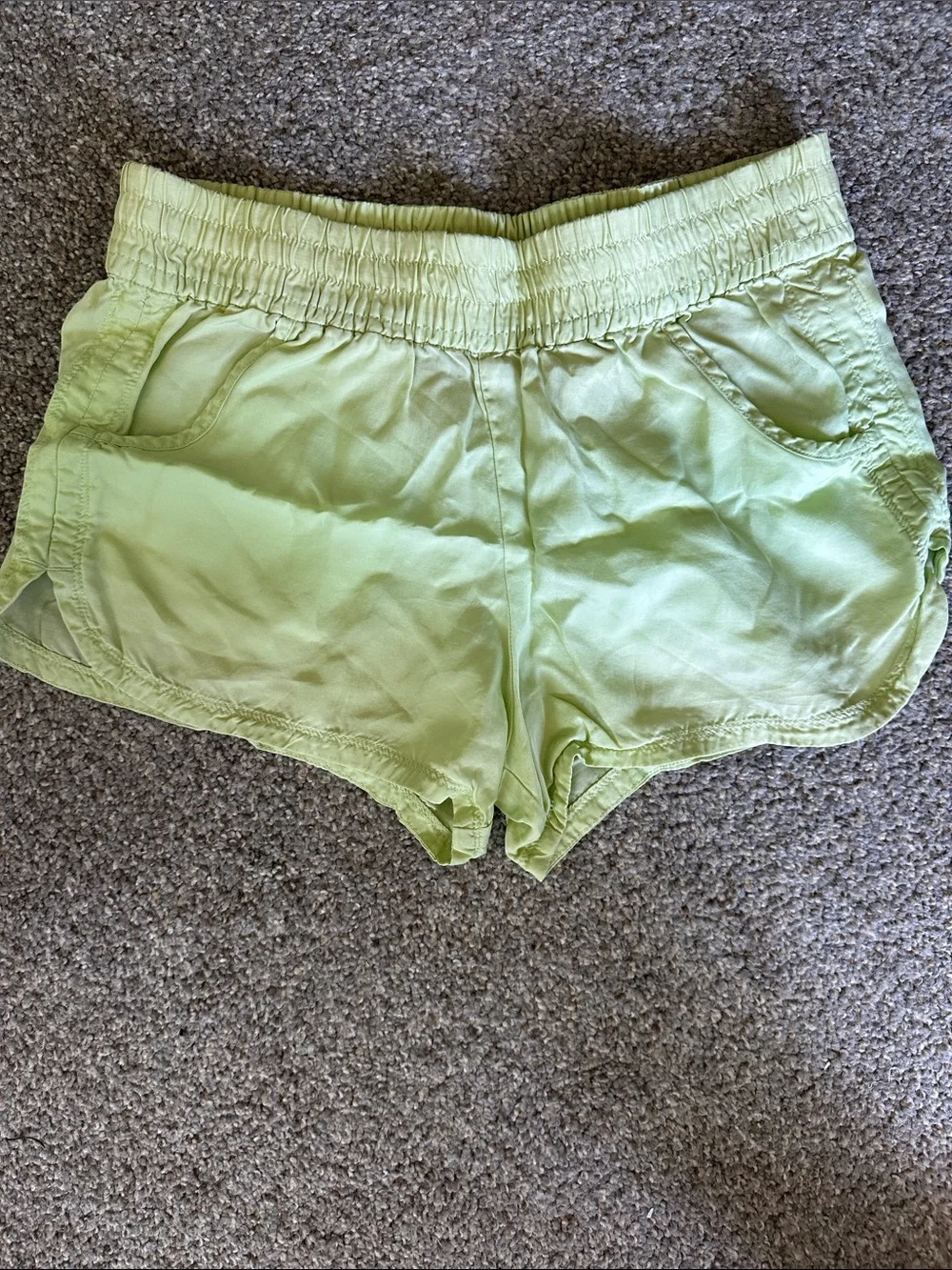 Athleta Lime Green Elastic-Waist Athletic Shorts Sz XS